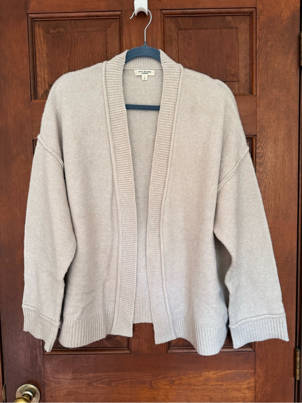 Max Studio London Wool Blend Oversized Open Front Cardigan L